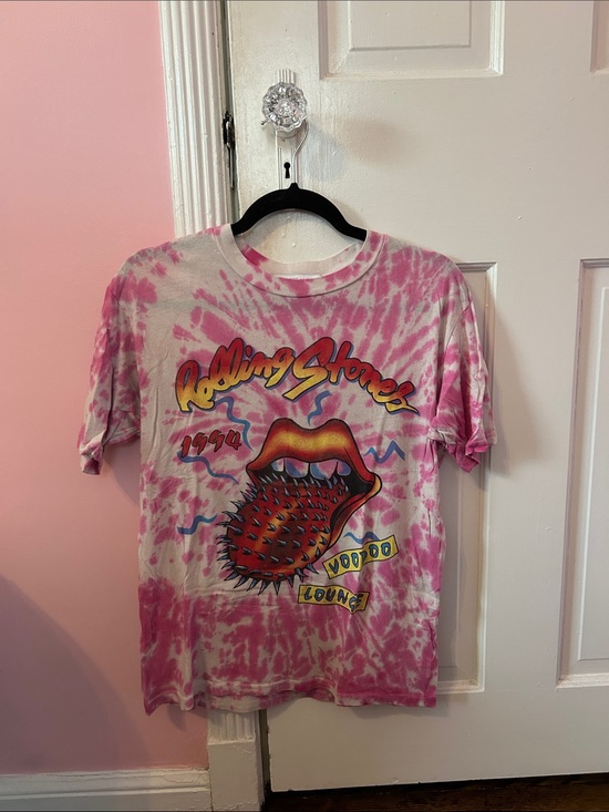 Daydreamer Tops - Daydreamer The Rolling Stones Tie-Dye Pink Graphic Tee